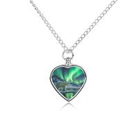 Collier urne funéraire personnalisé avec kit de remplissage réglable pour cendres d'ours polaires aurore boréale - Chaîne de 70,1 cm - Pendentif funéraire en forme de cœur pour chiens et chats