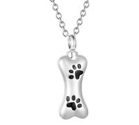 Collier urne funéraire pour animal domestique avec motif de patte - Collier funéraire pour cendres de chien et chat, Refer to description, Acier inoxydable, Unisexe