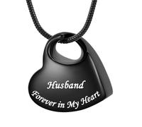 Collier urne funéraire pour cendres - Bijou gravé Forever in My Heart - En acier inoxydable - Étanche - Pour maman et papa - Avec kit de remplissage