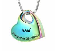 Collier urne funéraire pour cendres - Bijou gravé Forever in My Heart - En acier inoxydable - Étanche - Pour maman et papa - Avec kit de remplissage