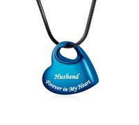 Collier urne funéraire pour cendres - Bijou gravé Forever in My Heart - En acier inoxydable - Étanche - Pour maman et papa - Avec kit de remplissage