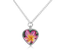 Collier urne hawaïenne colorée pour cendres d'animaux domestiques - Pendentif commémoratif en forme de cœur imperméable avec kit de remplissage - Chaîne réglable de 70,1 cm - Bijoux souvenir pour