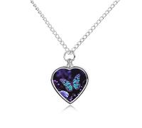 Collier urne papillon violet et fleurs pour chien, chat, cendres, cœur, animal domestique, souvenir de crémation, pendentif étanche, bijoux commémoratifs, cadeaux pour femmes et hommes