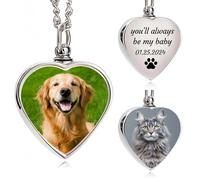 Collier urne personnalisé pour cendres d'animaux de compagnie, bijou commémoratif personnalisé pour chien ou chat avec photo et texte, pendentif crémation double face, souvenir imperméable