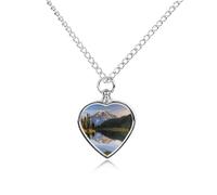 Collier urne personnalisé pour cendres d'animaux de compagnie en acier titane avec photos de montagne et de lac, bijoux funéraires avec entonnoir, cadeau souvenir, pendentif photo personnalisé pour