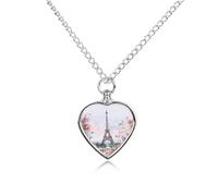 Collier urne personnalisé pour cendres d'animaux de compagnie en acier titane Tour Eiffel Paris avec fleurs Bijoux de crémation avec entonnoir Collier commémoratif Cadeau souvenir Pendentif photo