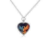 Collier urne phénix feu et eau pour chien, chat, cendres, cœur, animal domestique, souvenir de crémation, pendentif étanche, bijoux commémoratifs, cadeaux pour femmes et hommes