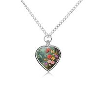 Collier urne pour cendres d'animaux de compagnie avec pendentif en forme de cœur et fleur de couleur vive avec kit de remplissage, chaîne réglable de 70,1 cm, bijou souvenir pour chien, chat, cadeau