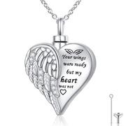 Collier urne pour cendres pour femme et fille - Bijou d'incinération - En argent sterling 925 - Mémorial éternité pour toujours dans mon cœur - Souvenir des cendres - Longueur réglable, Normal, Argent