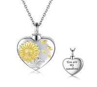 Collier urne tournesol en argent sterling 925 - Bijoux de crémation pour cendres - Collier « You are My Sunshine Memorial Always in My Heart » - Cadeau en argent sterling - Inconnu, Argent sterling