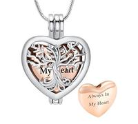 Collier VCCWYQK en forme d'arbre de vie avec médaillon en cœur - Urne funéraire pour cendres - Bijou cinéraire de souvenir pour hommes et femmes - Porte-cendres pour êtres chers, One size, Acier
