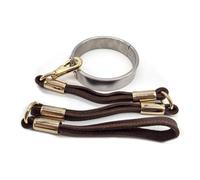 Collier verrouillable pour couples, sexe extrême collier de 3 cm de haut avec chaîne en cuir, ensemble de bondage collier fétichiste esclave cosplay érotique, marron,Ø 11.7mm
