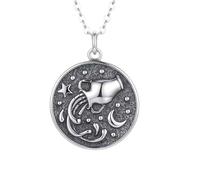 Collier Verseau en argent sterling 925. Étoile du zodiaque | LK_NLC_02734 | 24x16mm rectangle domino tile charm with 18 inch cable chain lucky game inspired jewelry gift for men