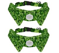 Collier vert sans couture pour chien avec nœud papillon à quatre feuilles et nœud papillon confortable et réglable pour petits garçons et filles