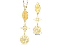 Collier Vierge Marie Collier de pentagramme tétragramme noeud de sorcières Pendentif noeud celtique Triple protection sorcellerie païenne amulette Christian religieux Jewerly femmes hommes (Or)