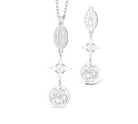 Collier Vierge Marie Collier de pentagramme tétragramme noeud de sorcières Pendentif noeud celtique Triple protection sorcellerie païenne amulette Christian religieux Jewerly femmes hommes (Argent)