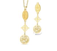 Collier Vierge Marie Collier de pentagramme tétragramme noeud de sorcières Pendentif noeud celtique Triple protection sorcellerie païenne amulette Christian religieux Jewerly femmes hommes (Or2)