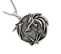 Collier viking nordique pour homme, avec amulette Witcher Spirit en acier inoxydable, chaîne de 60 cm, avec boîte