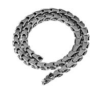Collier Viking Ouroboros, Collier de Chaîne À Maillons de Quille en Acier Inoxydable pour Hommes, Bijoux Faits À la Main Punk Vintage Nordic Dragon Scale Amulet avec Boîte en Bois