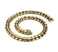 Collier Viking Ouroboros Homme,Bracelet de Chaîne À Maillons Nordique en Acier Inoxydable Dragon Scale, Vintage Punk Hip Hop Street Fashion Bijoux avec Boîte en Bois