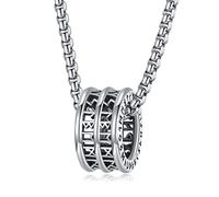Collier Viking pour hommes, pendentif viking, bijoux, collier viking nordique, cadeau pour père garçon (Viking-A01-Anneau(Silver))