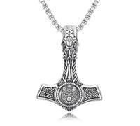 Collier viking ROMANTICWORK en argent sterling 925 avec pendentif nœud celtique - Bijoux nordiques - Cadeau pour homme et femme, 30.4mm x 23.2mm, Argent sterling