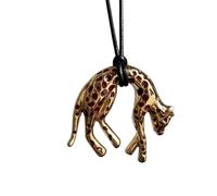 Collier vintage avec pendentif guépard émaillé doré pour femme - Tendance et élégant - Style rétro - Bijoux avec détails émaillés