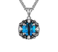 Collier vintage en acier inoxydable gothique avec pendentif en forme de griffe de dragon contre le mauvais œil pour petit ami, homme, père, grand-père, mari, chaîne de 61 cm (bleu ciel) en acier inoxydable, inconnu, Acier inoxydable, Non connu