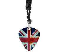 Collier vintage en acier titane pour médiator de guitare avec drapeau britannique R&B Bijoux de musique rock tendance pour les amateurs de musique