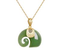 Collier Vintage en Forme d'éléphant en Jade Blanc hétien plaqué Or 18 carats, Collier Ras du Cou en Acier Inoxydable avec Saphir, Bijoux pour Femme (Couleur métal : A01)