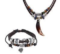 Collier Vintage Et Bracelet 1 Pièce, Pendentif avec Cordon en Cuir Pour Hommes, Bracelet Tressé, Accessoires de Mode
