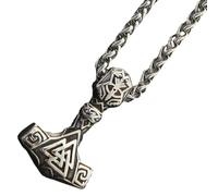 Collier Vintage Marteau du Dieu du Tonnerre en Acier Inoxydable pour Homme | Style Viking Unique, Bijou de Fête, Décoration Vestimentaire, Chaîne au Look Fashion, Présent Masculin