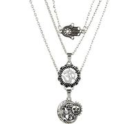 Collier vintage multicouche Main de Fatma Soleil Lune Étoile Pendentif Bijoux pour Fête Quotidienne