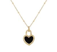 Collier vintage noir et blanc avec pendentif cadenas d'amour pour femme, bijou tendance adapté à un usage quotidien, adjustable, Zircone cubique