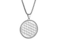 Collier Vintage Sacré Géométrie Fleur de Vie Incrusté avec Zircon Brillant Rond Creux Pendentif pour Couple