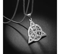 Collier vintage Trinité nordique avec pendentif nœud celtique pour homme en acier inoxydable Valknut païen sorcière nœud celtique bijoux scandinaves punk cadeau