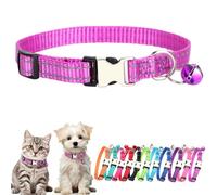 Collier violet clair pour chiot avec clochette, collier réfléchissant en nylon avec clochettes et boucle en métal réglable pour chaton XXS XS XS Tiny Little Extra Small Pet Boys Girls Male Femelle, XS
