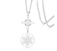 Collier Witches Knot Collier pendentif cube Metatron en acier inoxydable Amulette de protection celtique Bijoux de sorcellerie pour femmes et hommes (silver necklace)