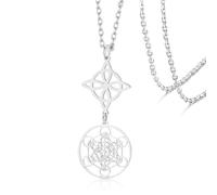 Collier Witches Knot Collier pendentif cube Metatron en acier inoxydable Amulette de protection celtique Bijoux de sorcellerie pour femmes et hommes (silver necklace 2)