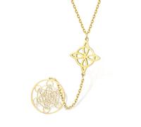Collier Witches Knot Collier pendentif cube Metatron en acier inoxydable Amulette de protection celtique Bijoux de sorcellerie pour femmes et hommes (gold long necklace 2)