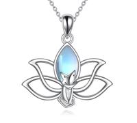 Collier YAFEINI en argent sterling avec pendentif en pierre de lune, chat/renard/abeille/dauphin/corneille, bijoux animaliers, cadeaux pour femmes, 1, Argent sterling, Pierre de lune