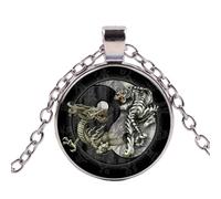 Collier Yin Yang Tai Chi pour homme avec pendentif en forme de dragon cyan et tigre blanc, 4