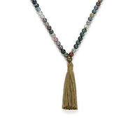 Collier Yoga Bijoux Collier Long Gland Perlé Jaspe avec 108 Perles Mala pour Femme ou Homme (Agate indienne (Indian Agate))