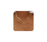 Colliers à pendentifs en forme de cœur avec l'initiale A-Z or Collier chaîne serpent Collier cœur superposé Collier lettres Collier pendentifs avec 26 initiales Cadeaux pour femmes filles (V)
