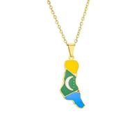 Colliers avec carte des Comores pour femmes et hommes - Bijoux de la Grande Comore, cadeau culturel pour la fierté comorienne, 60cm, Acier inoxydable