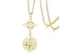 Colliers avec nœud de sorcière, tétragramme et pentagramme Pendentif avec nœud celtique Double protection Sorcellerie Amulette païenne Bijoux irlandais pour femmes et hommes (or-double protection)