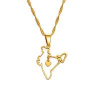 Colliers avec Pendentif Carte De l'Inde, Conception De Bordure De Carte Creuse Brillante avec Pendentif en Forme De Cœur, Chaîne Réglable, Cadeaux Populaires De Bijoux De Collier pour Les Femmes