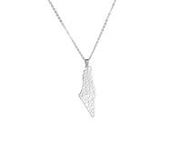 Colliers avec pendentif carte de Palestine et Israël creux - Colliers à chaîne fine avec carte des pays d'Afrique et drapeau, bijoux hip-hop patriotiques for femmes et hommes, cadeau de fête(White_45c
