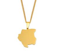 Colliers Avec Pendentif Carte Du Suriname, Collier De Carte Hip Hop À Chaîne Ajustable Au Design Lisse, Collier Personnalisé De Tous Les Jours Hip Hop Amitié Bijoux De Mode Ethnique, Jaune, Cha