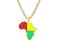 Colliers avec Pendentif Drapeau Carte De Guinée-Bissau - Breloque Contour De L'Afrique en Émail De Couleur Jaune, pour Cadeaux pour Femmes, Bijoux, Chaîne De Pull Cuba, Colli